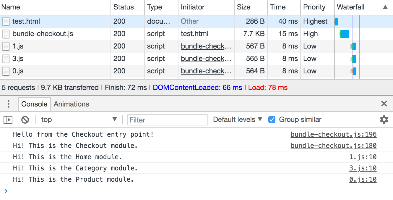 DevTools shows correct deduplication